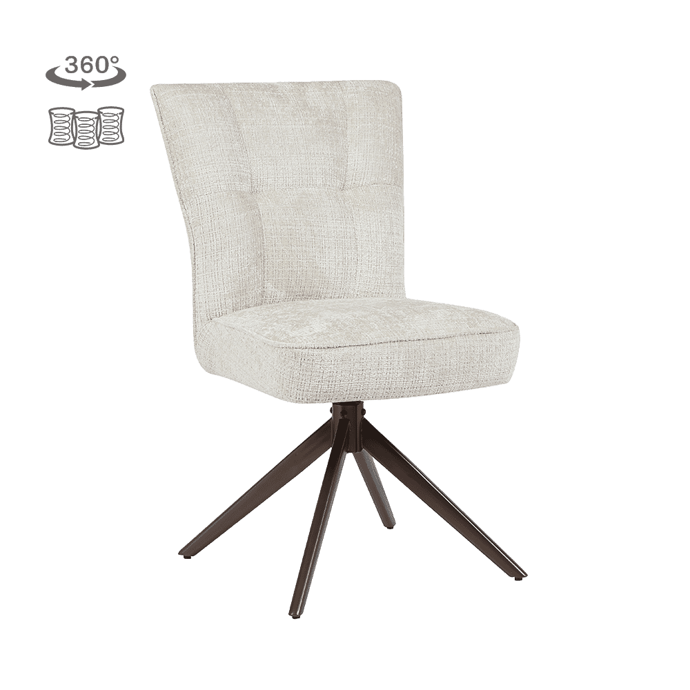 Tower Living Draaibare Eetkamerstoel Bardi Geweven stof - Zand/Bruin | Tower Living