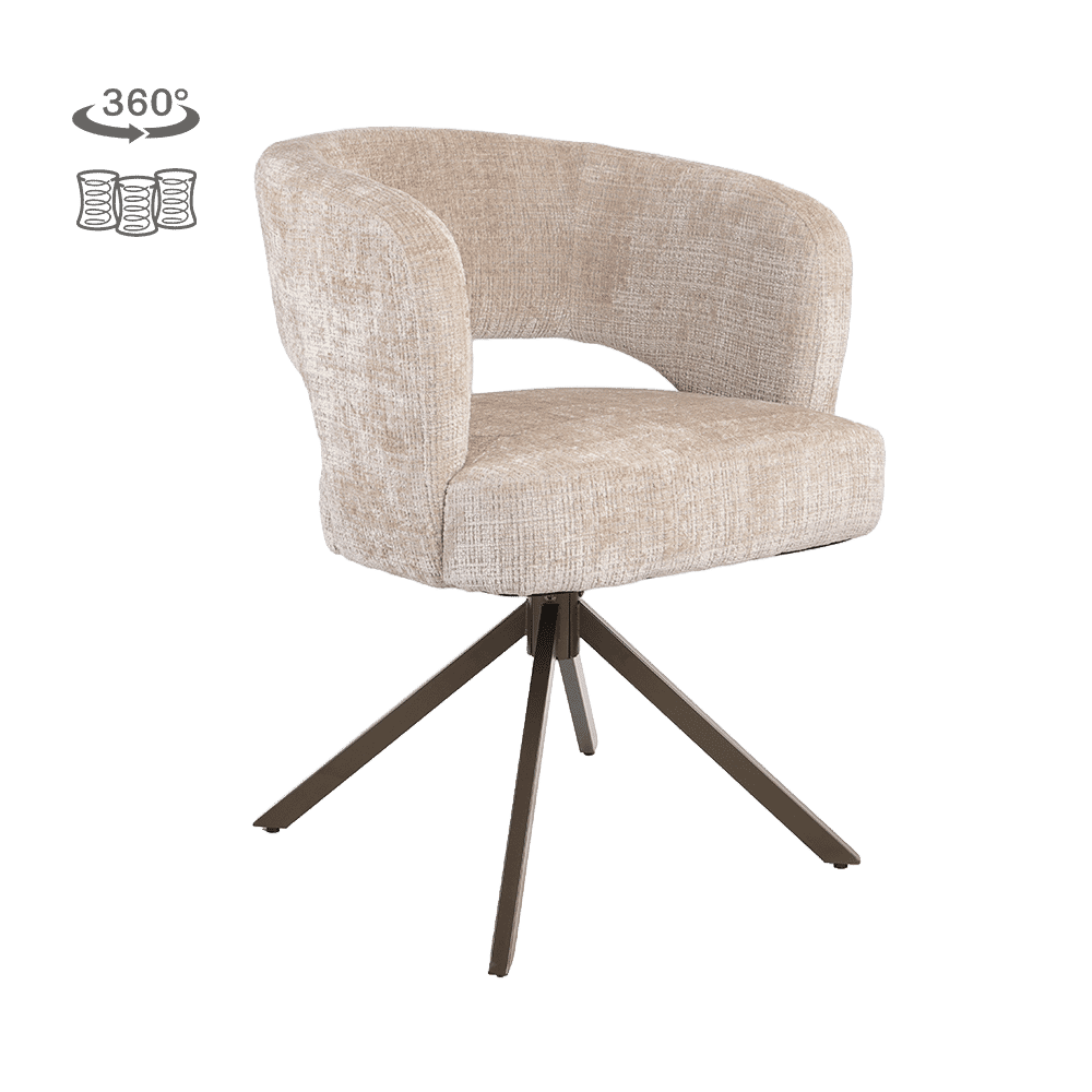 Tower Living Draaibare Eetkamerstoel Mura Geweven stof - Beige/Bruin | Tower Living