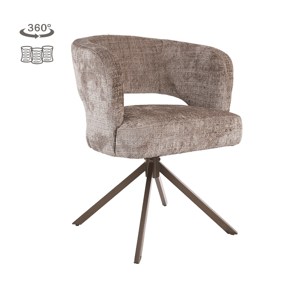 Tower Living Draaibare Eetkamerstoel Mura Geweven stof - Clay/Bruin | Tower Living