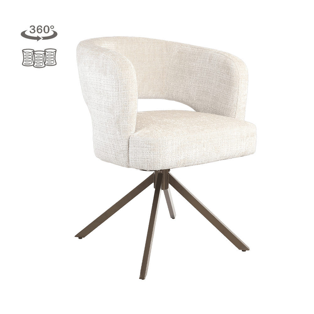 Tower Living Draaibare Eetkamerstoel Mura Geweven stof - Zand/Bruin | Tower Living