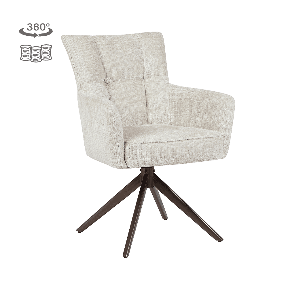 Tower Living Eetkamerstoel Bardi Geweven stof - Zand/Bruin | Tower Living