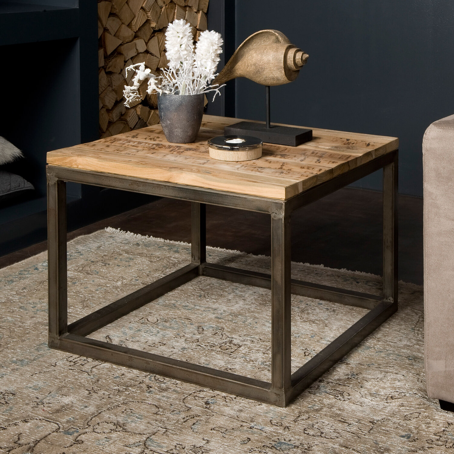 Tower Living Industriële Hoeksalontafel Venetië - Bruin - Vierkant | Tower Living