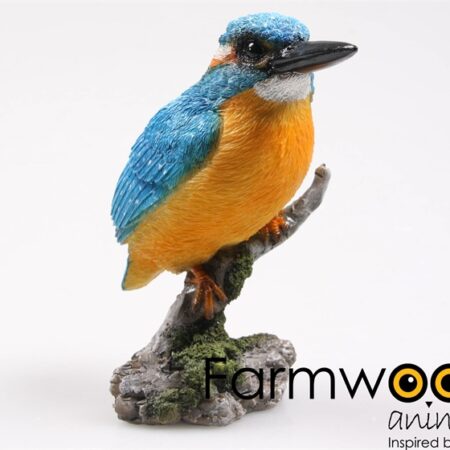 Tuinbeeld ijsvogel op stam 9x9x15cm | Farmwood Animals