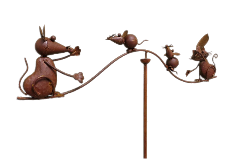 Tuinsteker kat met muizen | DecoImport