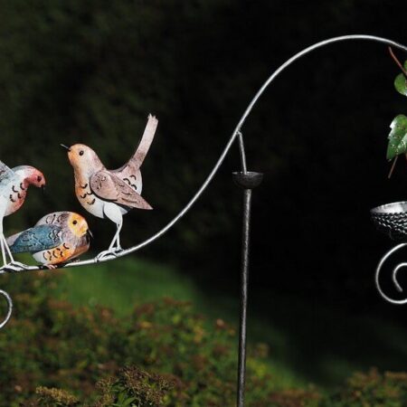 Tuinsteker vogels met voederbakje | Thermobrass