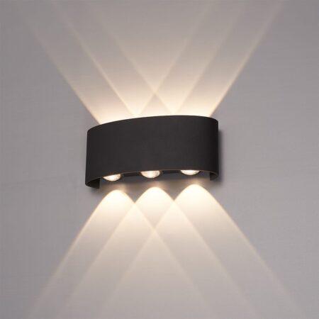 Tulsa LED Wandlamp Zwart - 6 Watt 630 lumen - IP54 Waterdicht - 3000K Warm Wit - Dimbaar - Binnen en buiten - Up & Down Light - Modern | HOFTRONIC