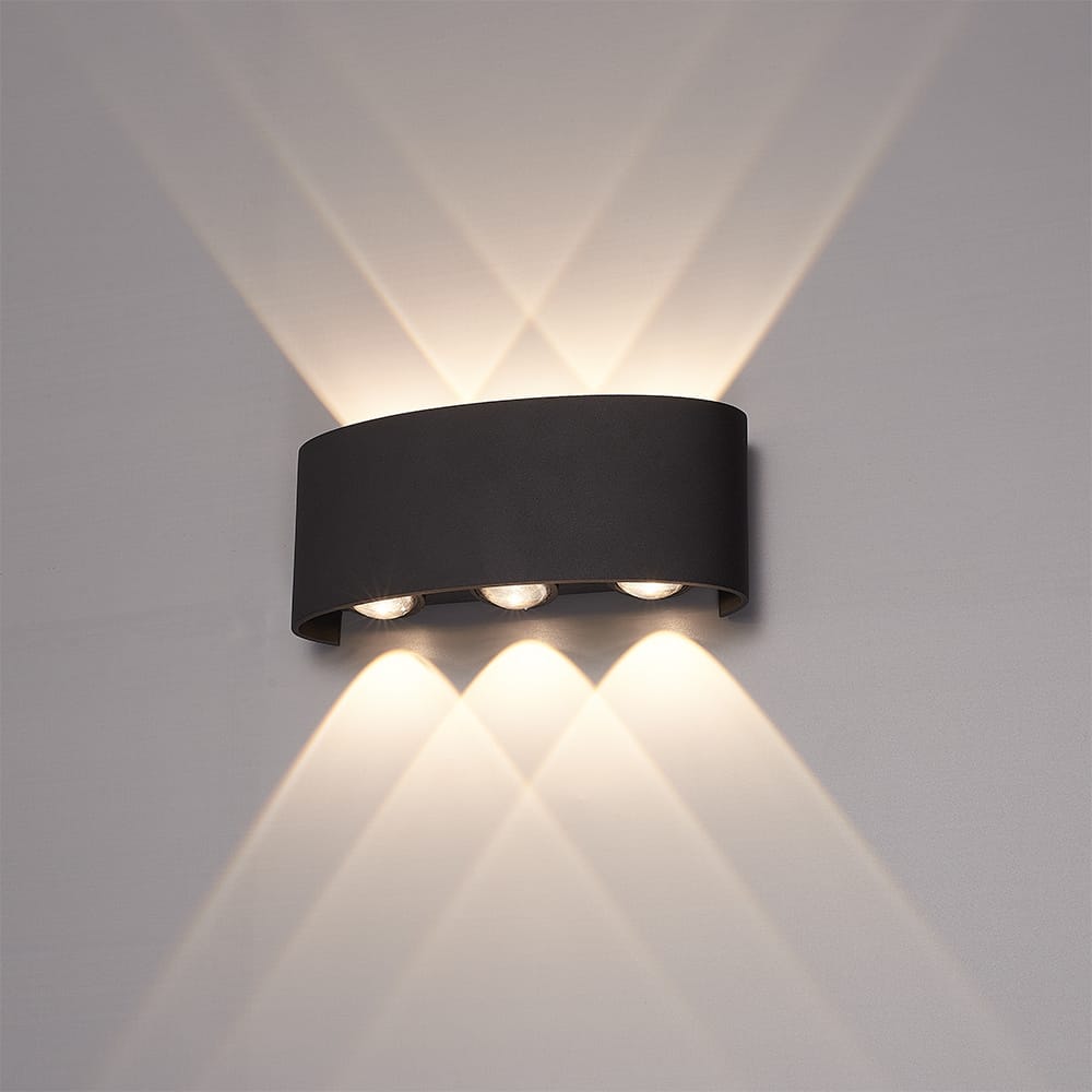 Tulsa LED Wandlamp Zwart - 6 Watt 630 lumen - IP54 Waterdicht - 3000K Warm Wit - Dimbaar - Binnen en buiten - Up & Down Light - Modern | HOFTRONIC