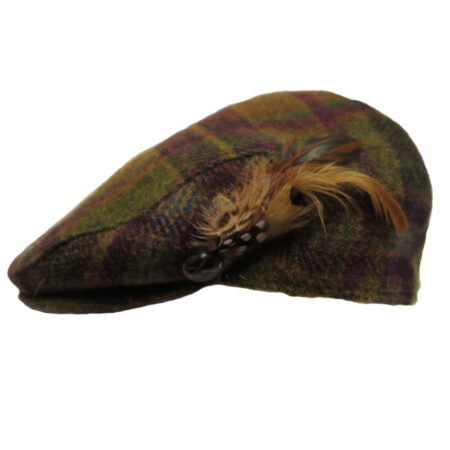 Tweed Flat Cap Wine/Olive check | Barbour