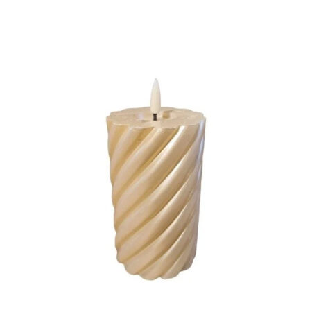 Twisted Pillar Candle Metallic Champagne 7.5x12.5cm |