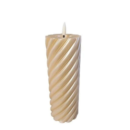Twisted Pillar Candle Metallic Champagne 7.5x20cm |