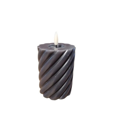 Twisted Pillar Candle Rustic Black 7.5x10cm |