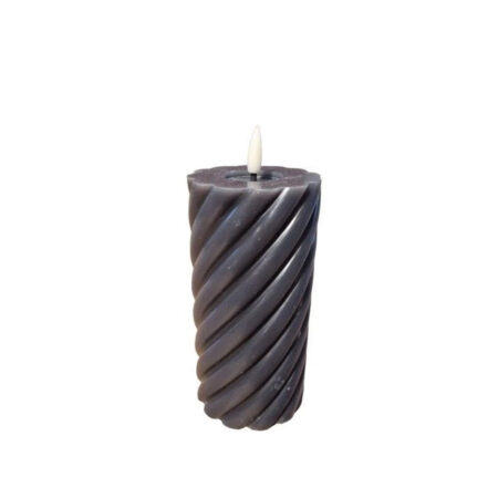 Twisted Pillar Candle Rustic Black 7.5x12.5cm |