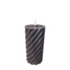 Twisted Pillar Candle Rustic Black 7.5x15cm |