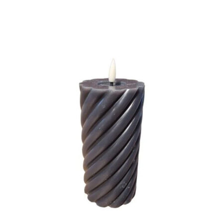 Twisted Pillar Candle Rustic Black 7.5x15cm |
