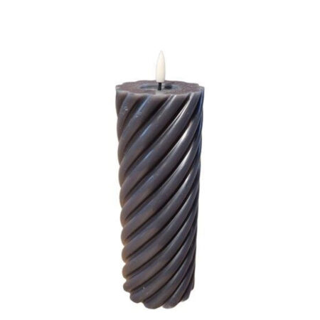 Twisted Pillar Candle Rustic Black 7.5x20cm |