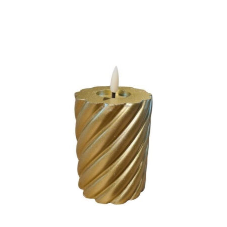 Twisted pillar candle Metallic Gold 7.5x10cm |