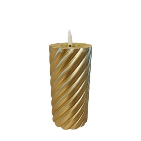 Twisted pillar candle Metallic Gold 7.5x15cm |