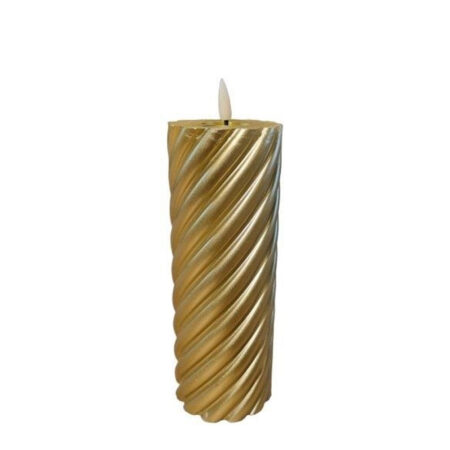 Twisted pillar candle Metallic Gold 7.5x20cm |