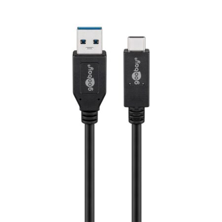USB 3.1 GEN 2 (USB 3.0) USB-C (M) naar USB-A (M) kabel - 10Gbit/s - Up to 60 Watt - USB adapter - OTG kabel - 0.5m - Zwart | Goobay