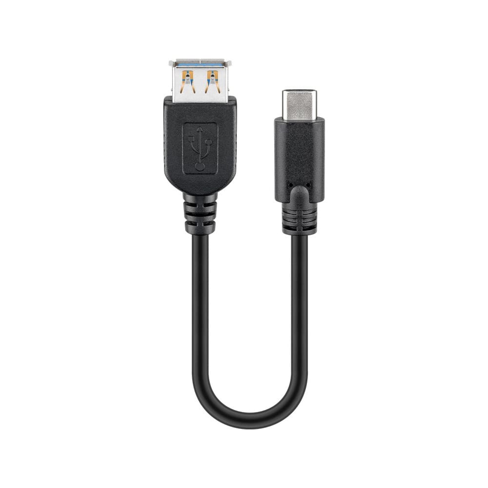 USB 3.2 GEN 1 (USB3.0) Aansluitkabel - USB-C naar USB-A - 5Gbit/s - USB adapter - OTG kabel - 0.2m - Zwart | Goobay