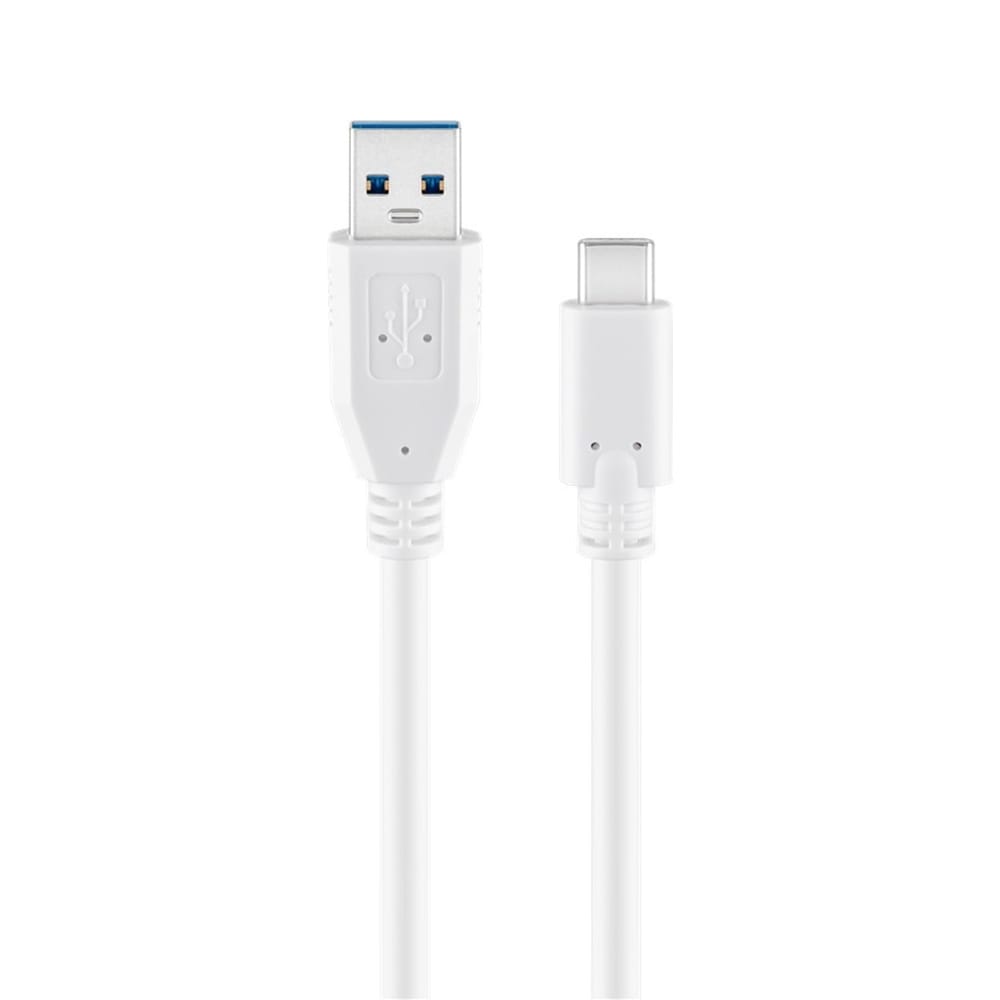 USB 3.2 GEN 1 (USB3.0) Aansluitkabel - USB-C naar USB-A - 5Gbit/s - USB adapter - OTG kabel - 1m - Wit | Goobay