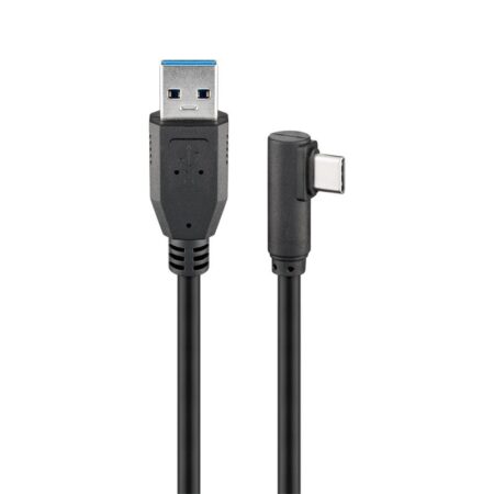 USB 3.2 GEN 1 (USB3.0) Aansluitkabel - USB-C naar USB-A - 5Gbit/s - USB adapter - OTG kabel - 90 graden - 2m - Zwart | Goobay