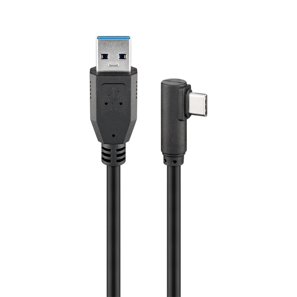 USB 3.2 GEN 1 (USB3.0) Aansluitkabel - USB-C naar USB-A - 5Gbit/s - USB adapter - OTG kabel - haaks - 0.5m - Zwart | Goobay