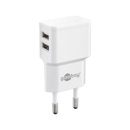 USB-A-adapter - USB-A-lader - 2 poorts - 2400mA - 12W - Wit | Goobay