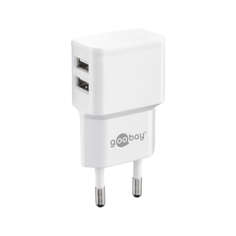 USB-A-adapter - USB-A-lader - 2 poorts - 2400mA - 12W - Wit | Goobay