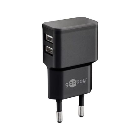 USB-A-adapter - USB-A-lader - 2 poorts - 2400mA - 12W - Zwart | Goobay