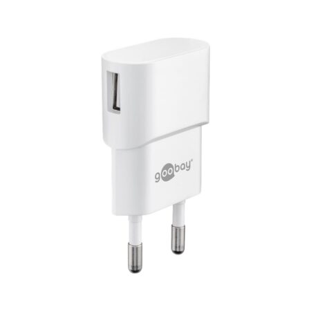 USB-A adapter - USB-A oplader - CEE 7/16 - 1 poorts - 1000mA - 5W - Wit | Goobay