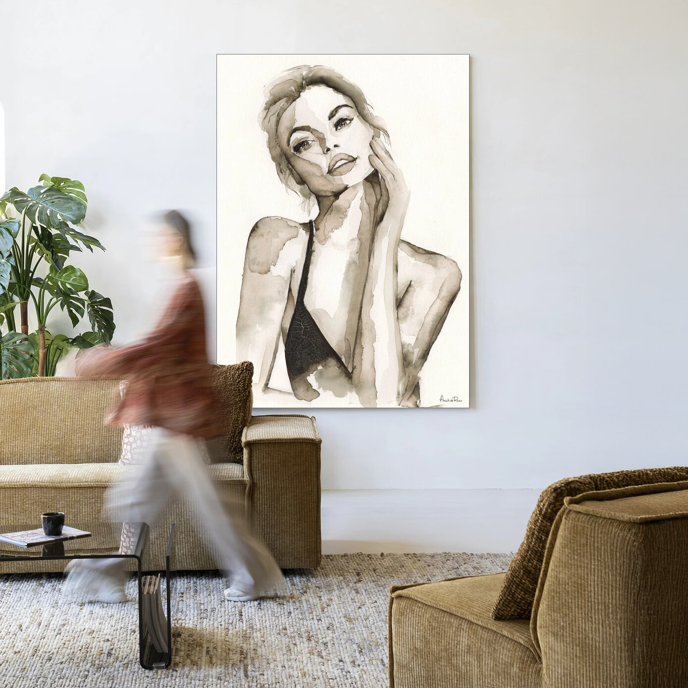 Urban Cotton Wandkleed A Womans Face 80 x 110cm in Frame - black | Urban Cotton