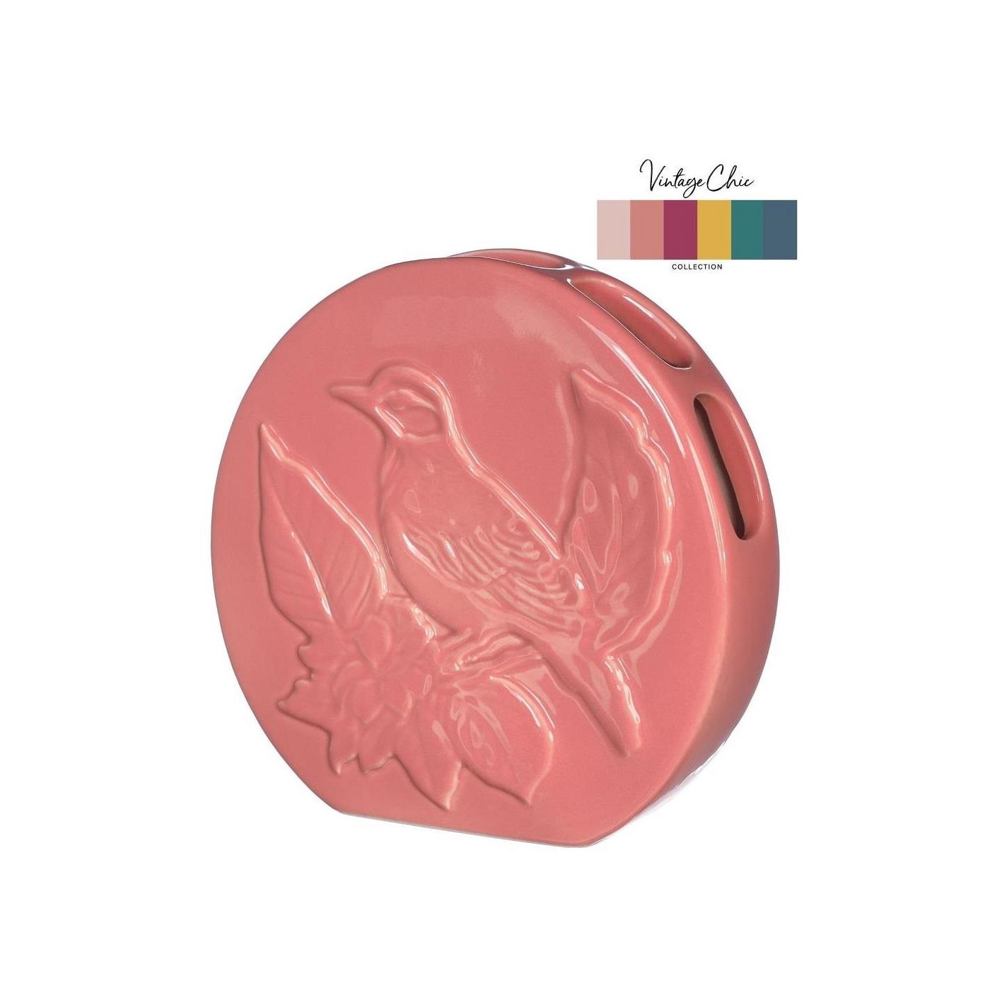 Vaas Bird terra roze Ø6x20x20cm | Ideas 4 seasons