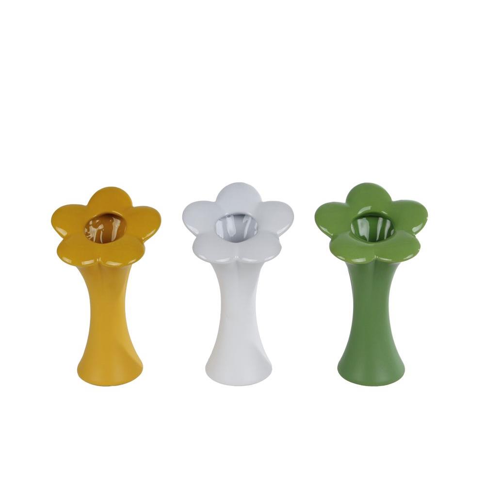Vaas Bloem M groen/geel/wit 9