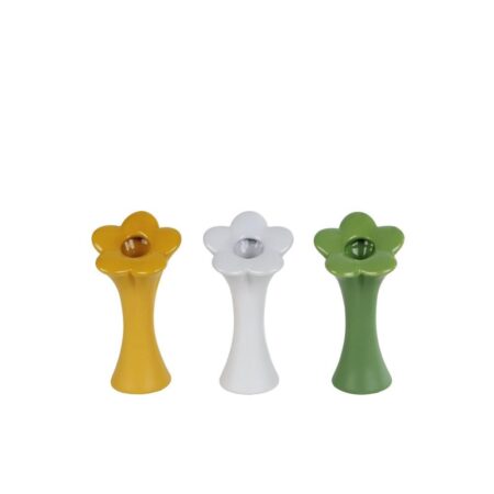 Vaas Bloem S groen/geel/wit 7x7x15cm | CosyDecor