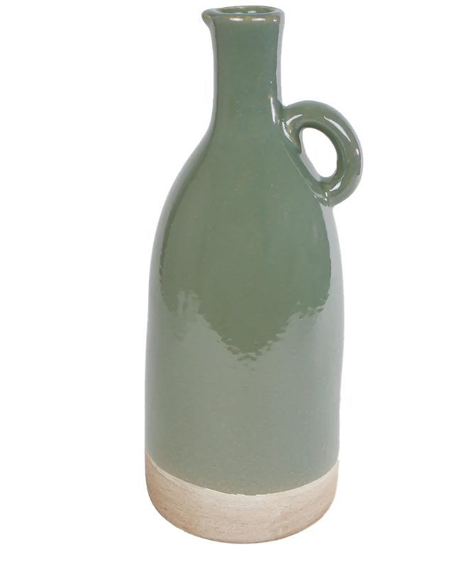 Vaas Nico groen/beige aardewerk L |