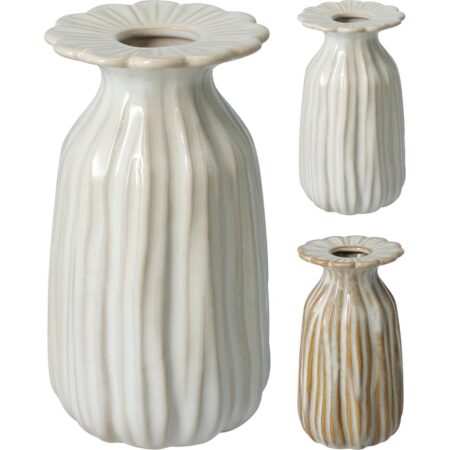 Vaas crème 14cm ribbel | Home & Styling