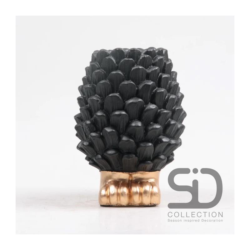 Vaas dennenappel op voet 16cm zwart | Season Inspired Decoration