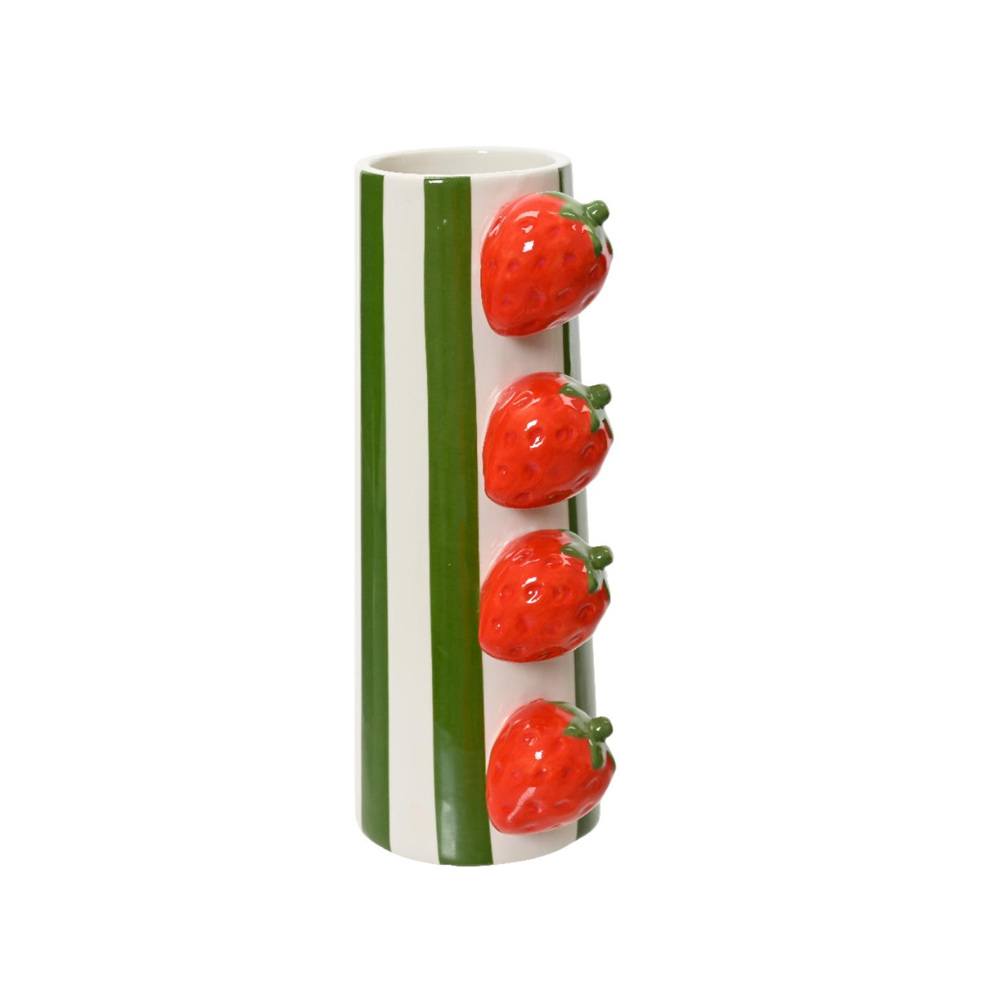 Vaas dolomiet streep-aardbei H20.7cm | Decoris