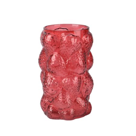 Vaas glas H23cm rood aardbei | Decoris