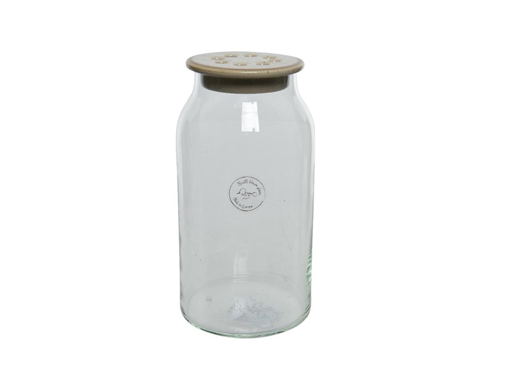 Vaas glas Ø11-H20cm schikdeksel | Decoris