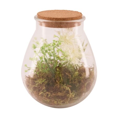 Vaas glas met kunstplant Ø19.5x23.5cm | Naturel Collections