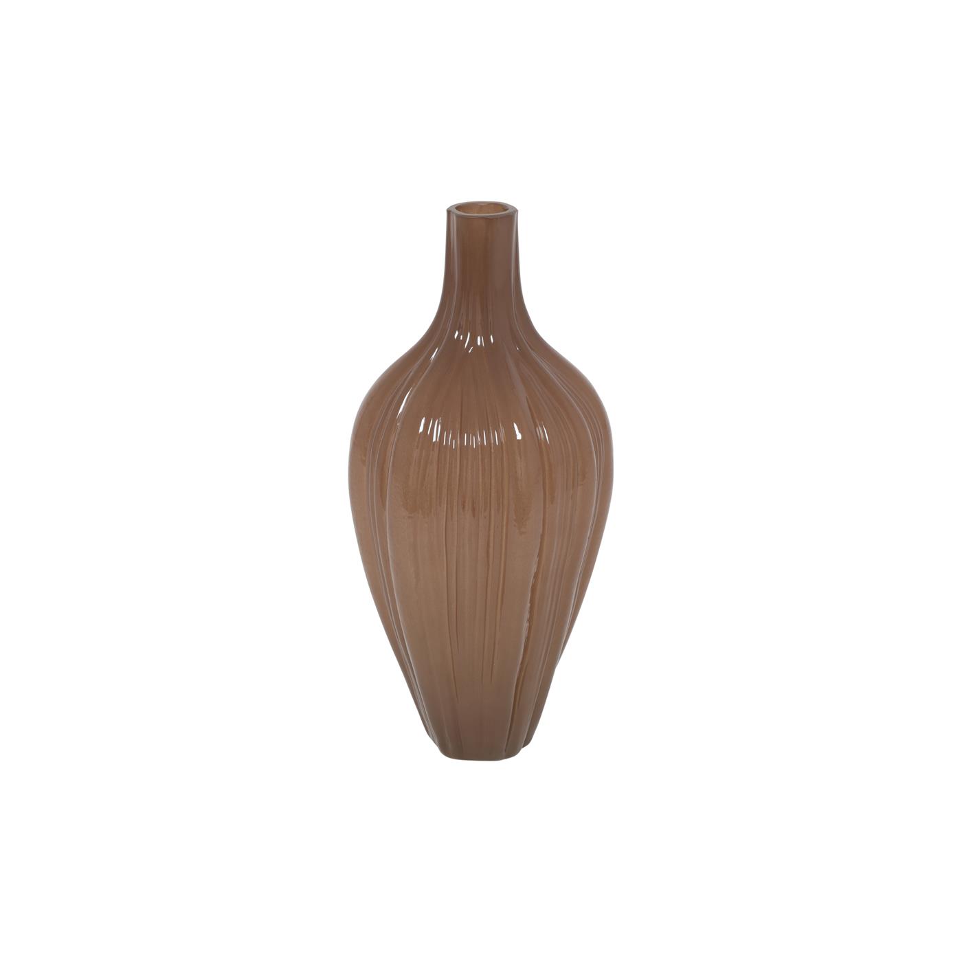 Vaas hoog Eline mat bruin Ø16xH36cm | Countryfield