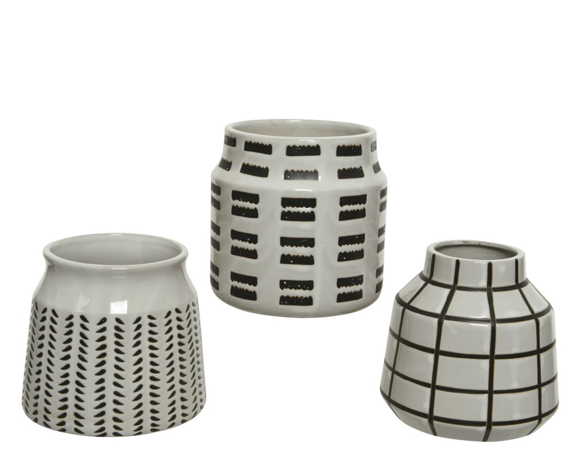 Vaas porselein wit/zwart | Decoris