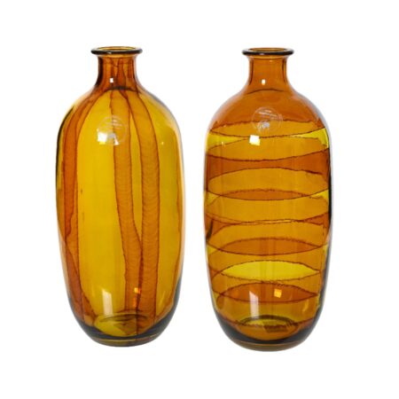 Vaas recycled glas H31cm geel | Decoris