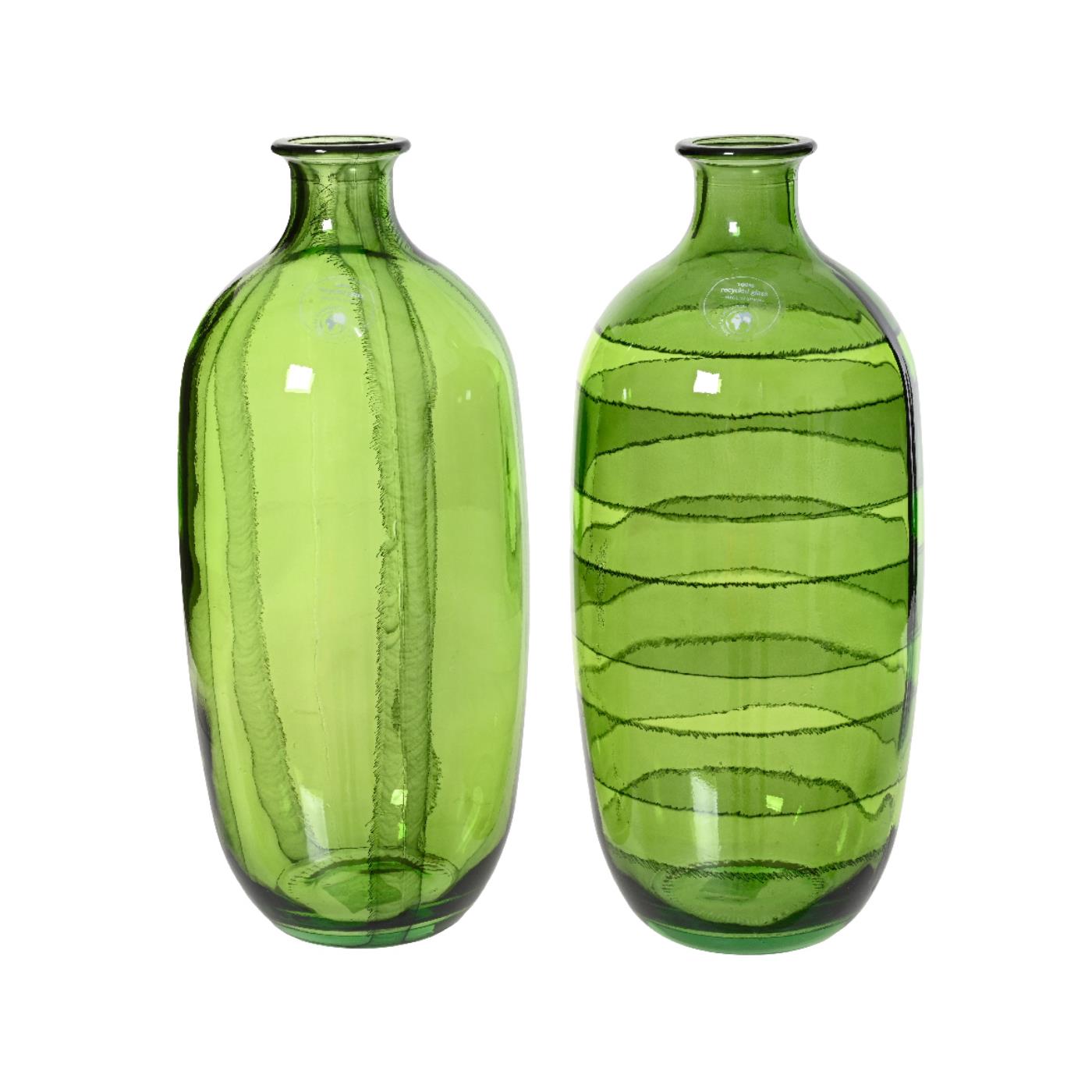 Vaas recycled glas H31cm groen | Decoris