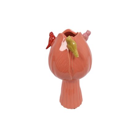 Vaas tulp met vogels S donker roze Ø11cm | Countryfield