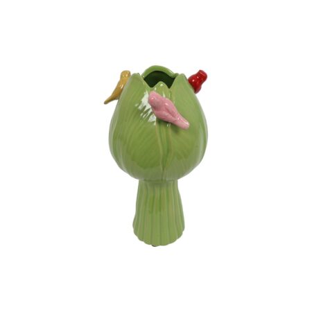 Vaas tulp met vogels S groen Ø11cm | Countryfield