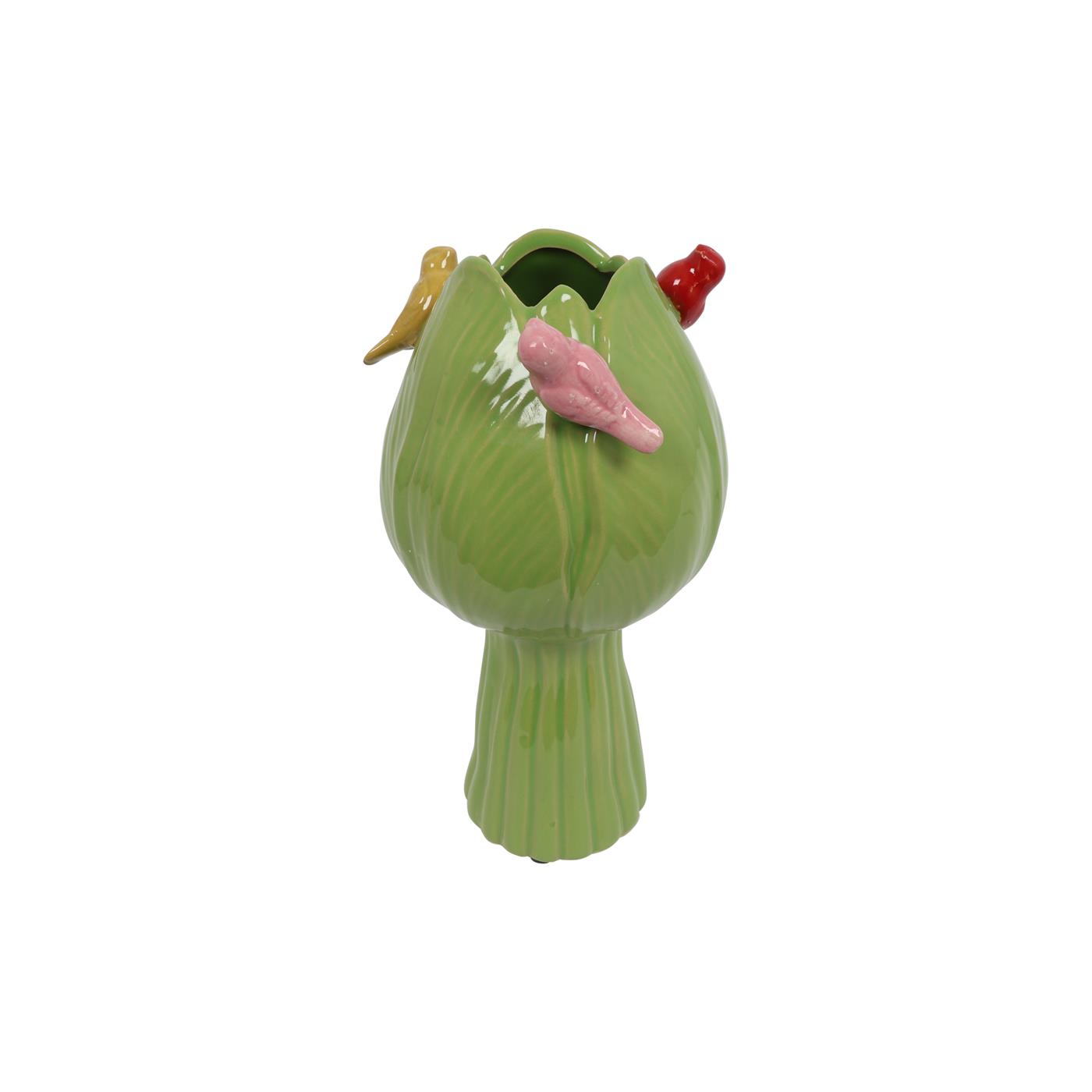 Vaas tulp met vogels S groen Ø11cm | Countryfield