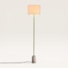 Valira - Staande lamp Messing met Linnen kap 160 cm - Woonkamer lamp - E27 fitting - Met voetschakelaar - Organisch design | LUSENZ